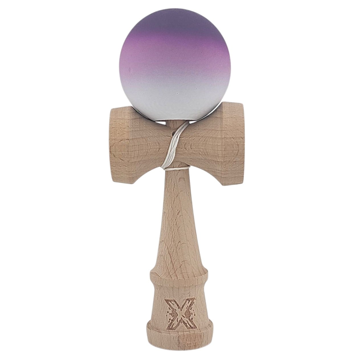 Kendama X Originala, Profesionala, Klevo, din Lemn, Rubber Grip, 18 cm, Negru/Maro/Alb