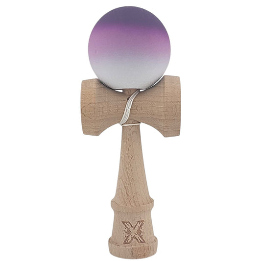 Kendama X Originala, Profesionala, Klevo, din Lemn, Rubber Grip, 18 cm, Negru/Maro/Alb