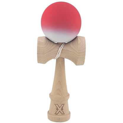 Kendama X Originala, Profesionala, Klevo, din Lemn, Rubber Grip, 18 cm, Rosu/Alb