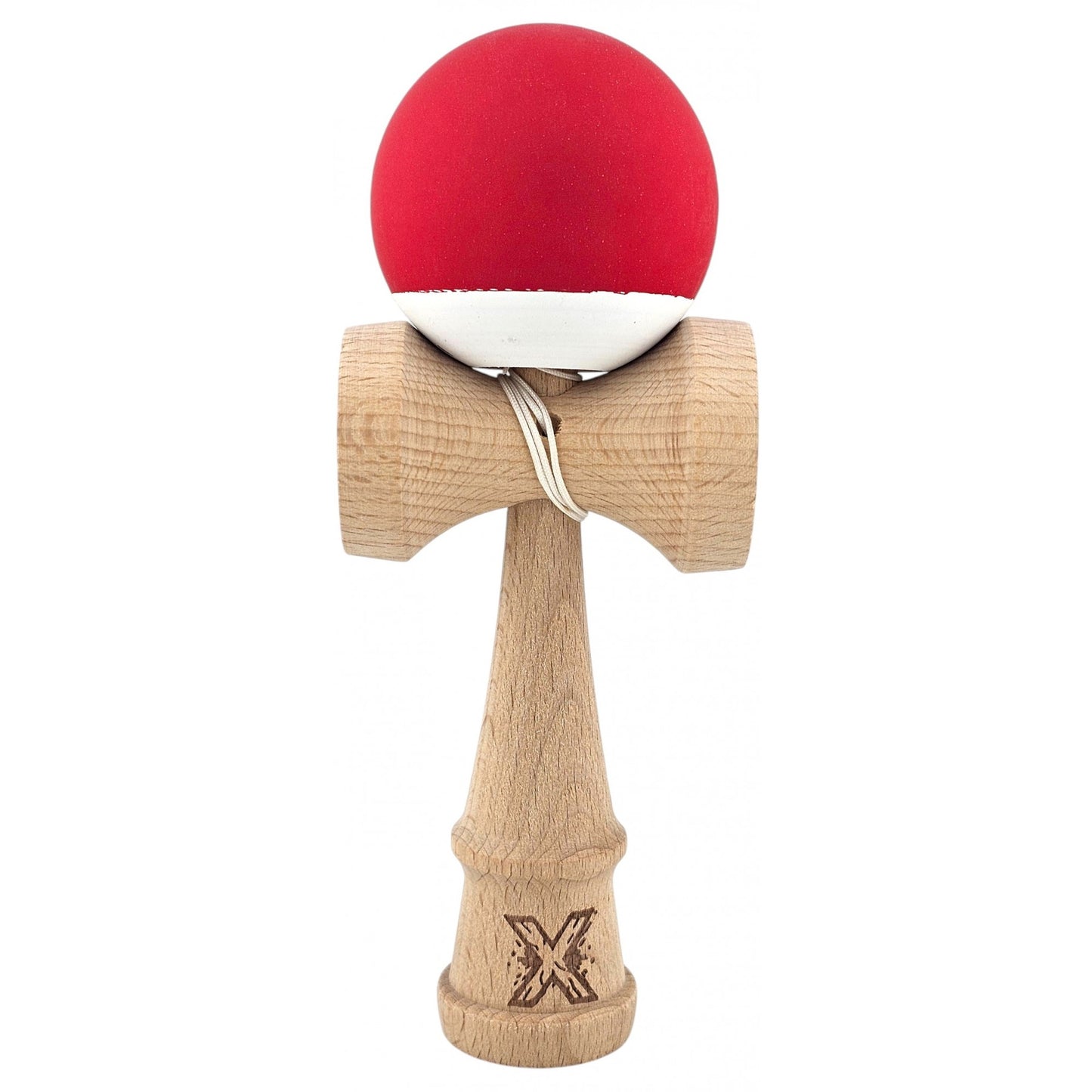 Kendama X Originala, Profesionala, Klevo, din Lemn,  Rubber Grip, 18 cm, Rosu/Alb
