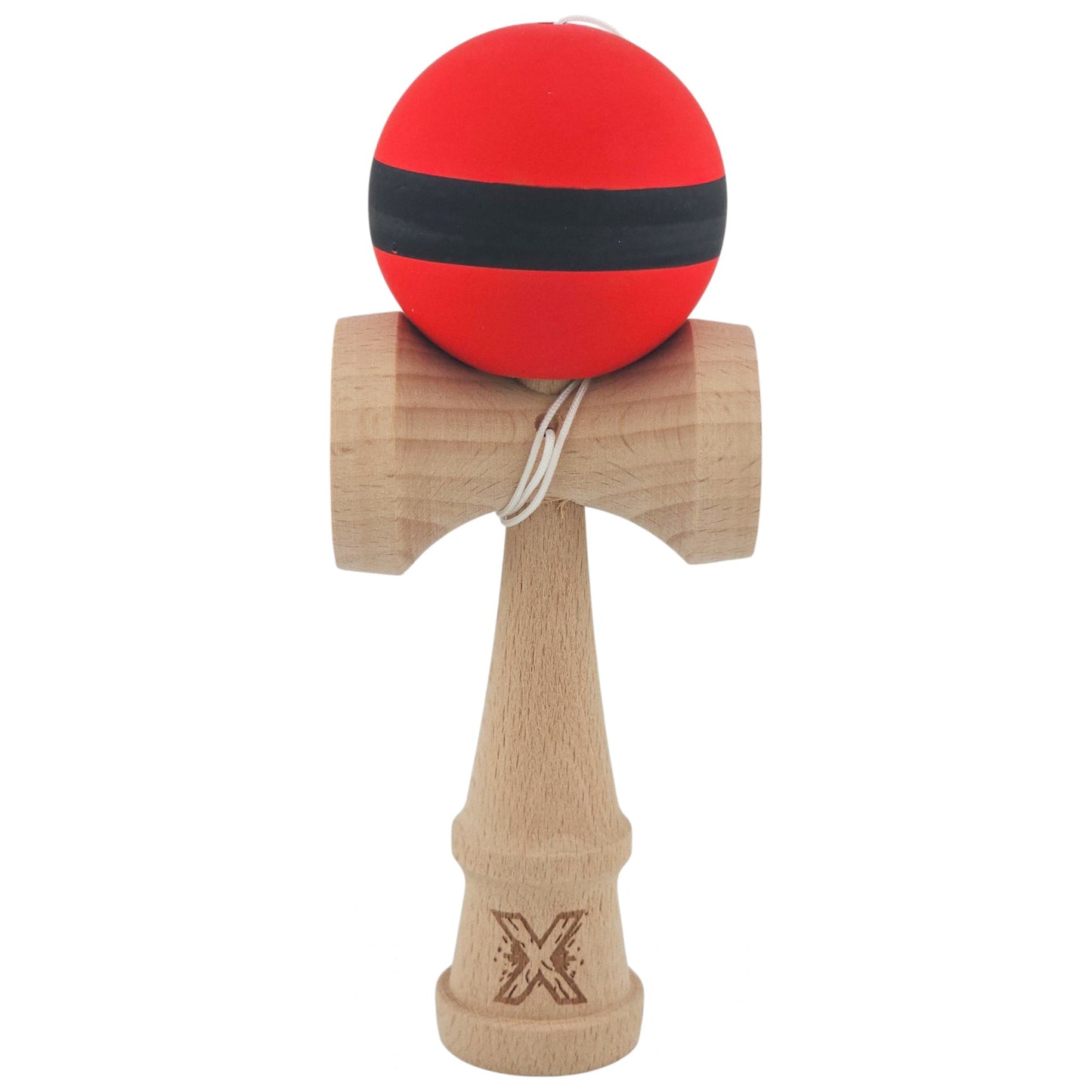 Kendama X Originala, Profesionala, Klevo, din Lemn, Rubber Grip, 18 cm, Rosu/Negru