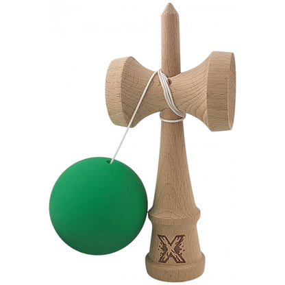 Kendama X Originala, Profesionala,  Klevo, din lemn, Rubber Grip, 18 cm, Verde