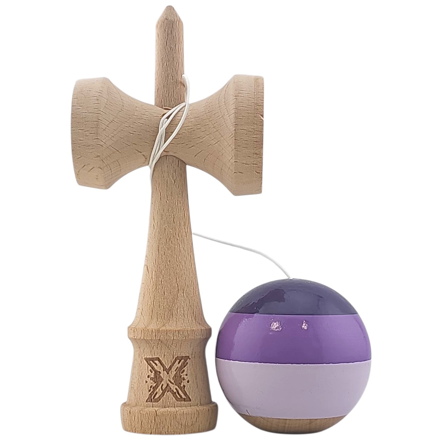 Kendama X Originala, Profesionala, Klevo, Super Sticky din Lemn, 18 cm, Purpuriu/Mov/Lila