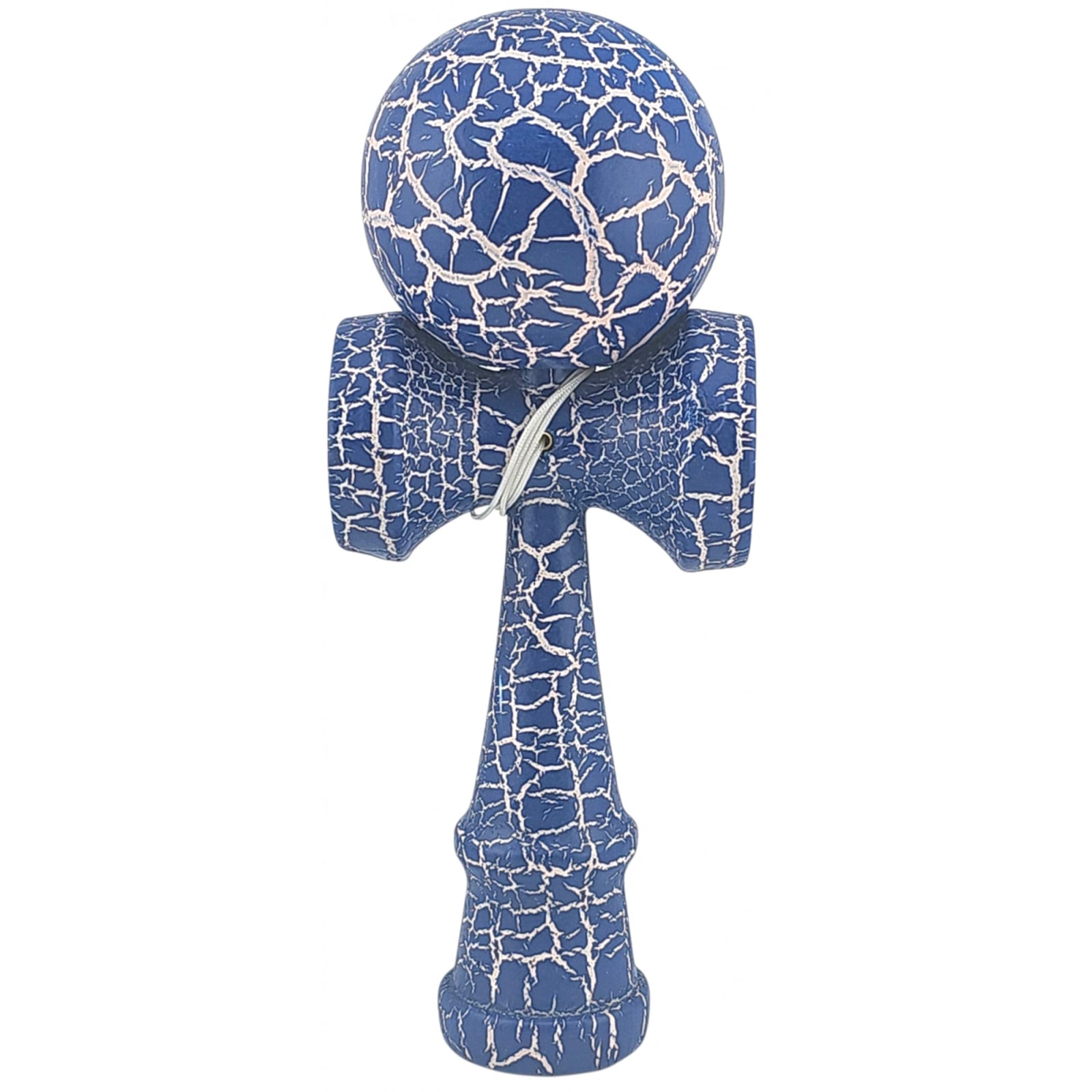 Kendama X Originala, Profesionala, Klevo, Kendama Cracked, din Lemn – 18 cm, Albastru/alb
