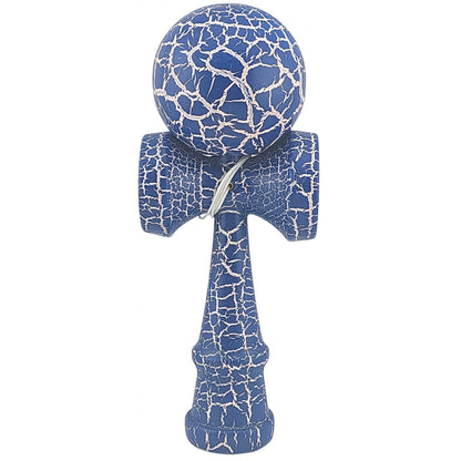 Kendama X Originala, Profesionala, Klevo, Kendama Cracked, din Lemn – 18 cm, Albastru/alb