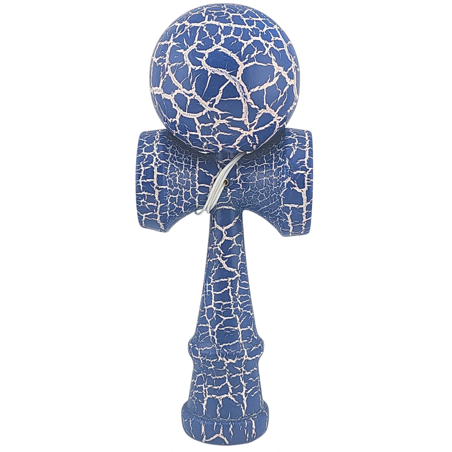 Kendama X Originala, Profesionala, Klevo, Kendama Cracked, din Lemn – 18 cm, Albastru/alb