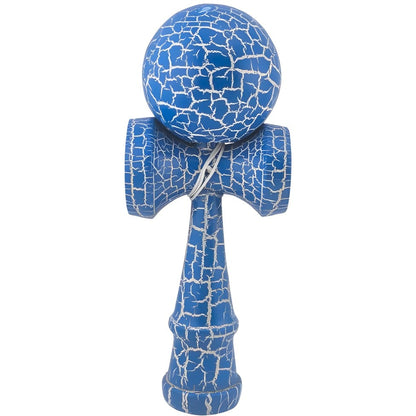Kendama X Originala, Profesionala, Klevo, Kendama Cracked, din Lemn – 18 cm, Crack Albastru/Alb