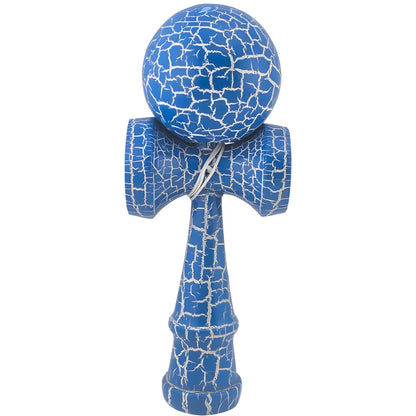 Kendama X Originala, Profesionala, Klevo, Kendama Cracked, din Lemn – 18 cm, Crack Albastru/Alb
