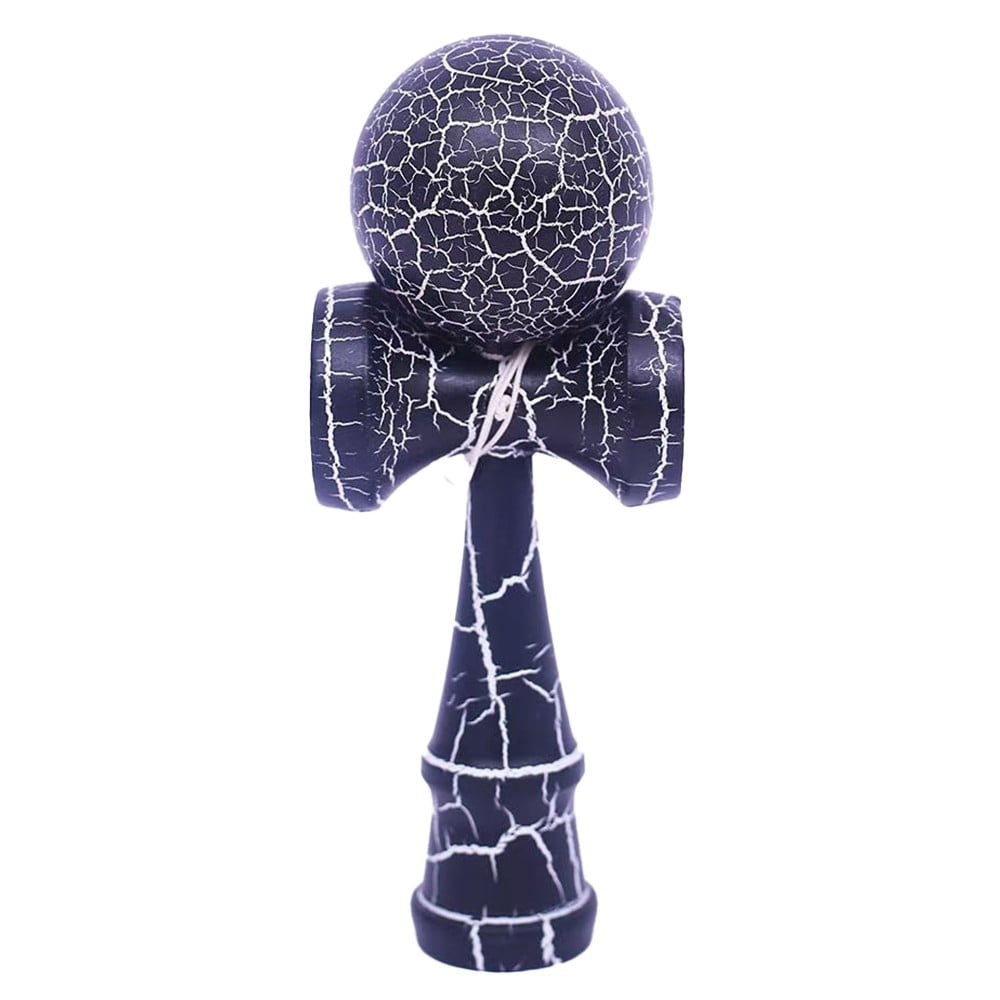 Kendama X Originala, Profesionala, Klevo, Kendama Cracked, din Lemn – 18 cm, Crack Albastru inchis/Gri