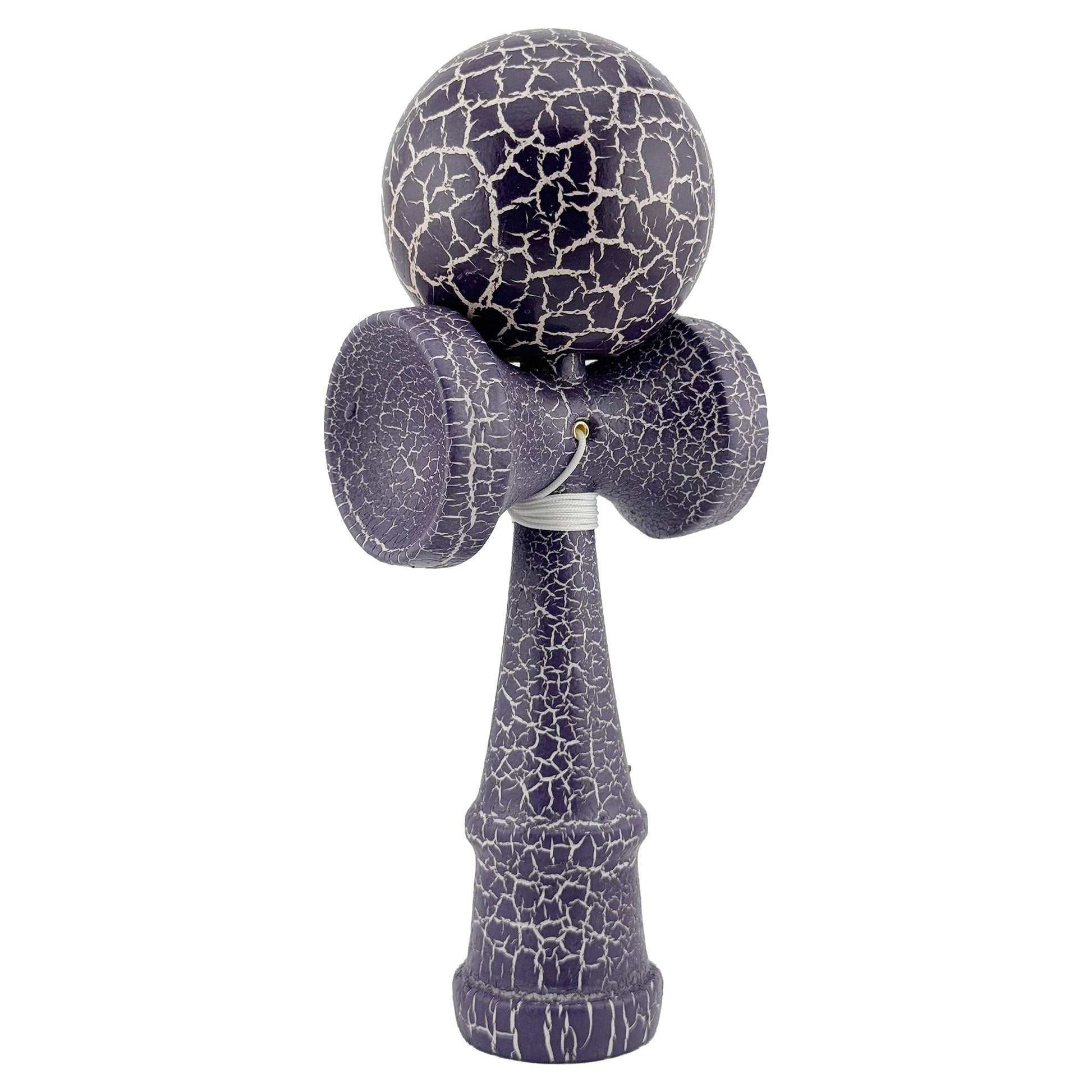 Kendama X Originala, Profesionala, Klevo, Kendama Cracked, din Lemn – 18 cm, Crack Mov/Alb