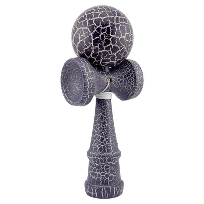 Kendama X Originala, Profesionala, Klevo, Kendama Cracked, din Lemn – 18 cm, Crack Mov/Alb