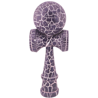 Kendama X Originala, Profesionala, Klevo, Kendama Cracked, din Lemn – 18 cm, Crack Mov/Alb