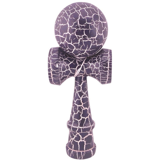 Kendama X Originala, Profesionala, Klevo, Kendama Cracked, din Lemn – 18 cm, Crack Mov/Alb