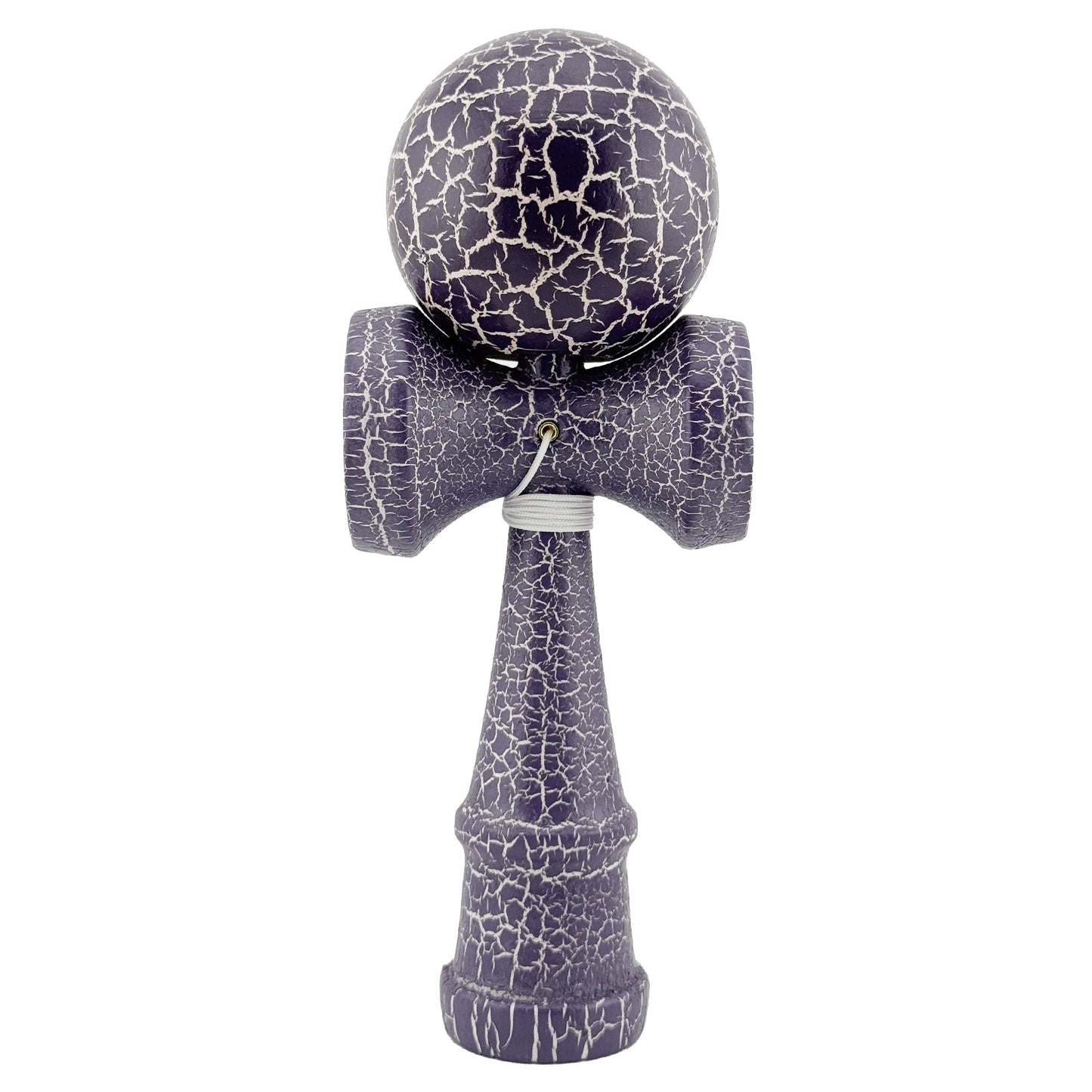 Kendama X Originala, Profesionala, Klevo, Kendama Cracked, din Lemn – 18 cm, Crack Mov/Alb