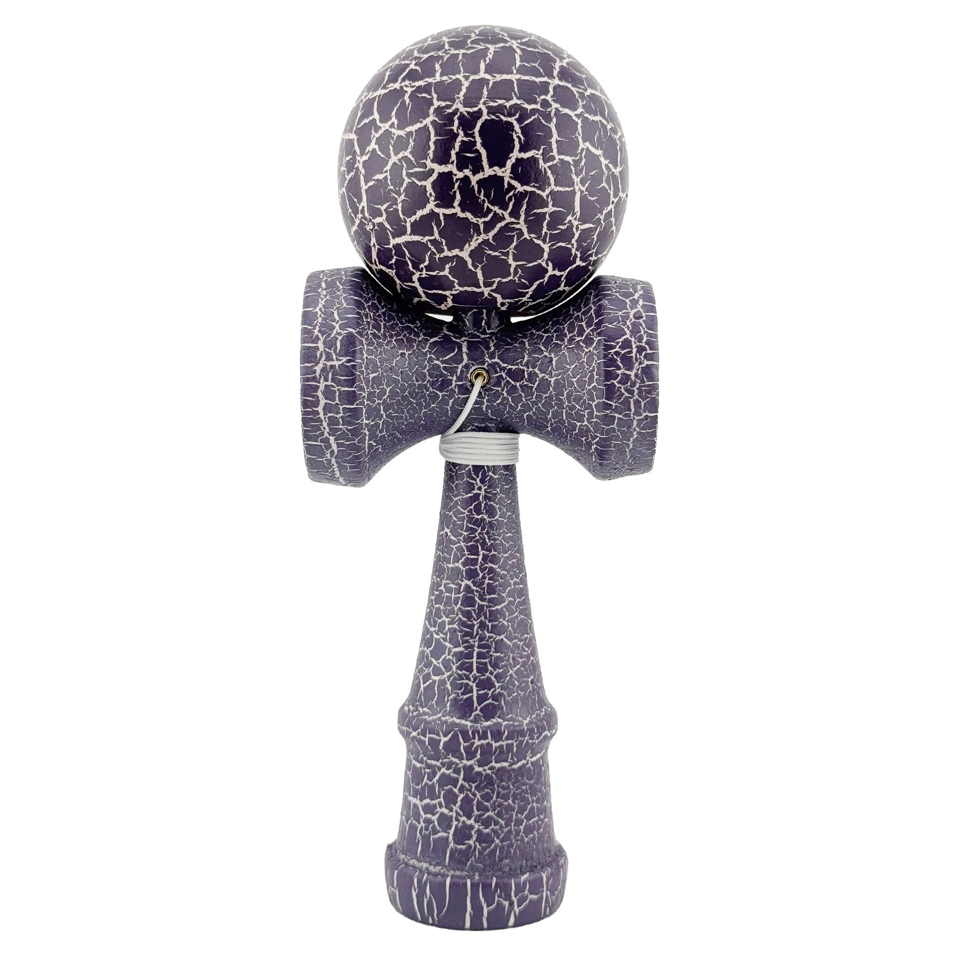 Kendama X Originala, Profesionala, Klevo, Kendama Cracked, din Lemn – 18 cm, Crack Mov/Alb