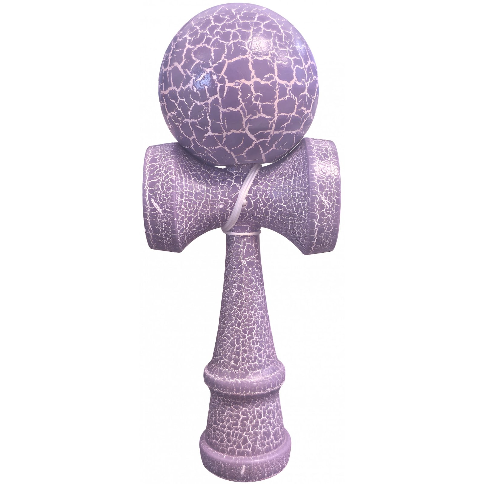 Kendama X Originala, Profesionala, Klevo, Kendama Cracked, din Lemn – 18 cm, Lila/Alb