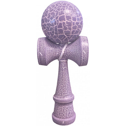 Kendama X Originala, Profesionala, Klevo, Kendama Cracked, din Lemn – 18 cm, Lila/Alb