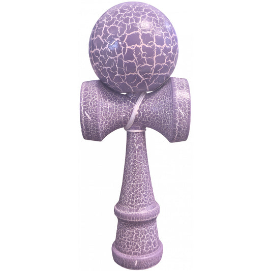 Kendama X Originala, Profesionala, Klevo, Kendama Cracked, din Lemn – 18 cm, Lila/Alb