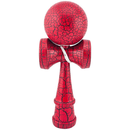 Kendama X Originala, Profesionala, Klevo, Kendama Cracked, din Lemn, 18 cm, Rosu/Negru