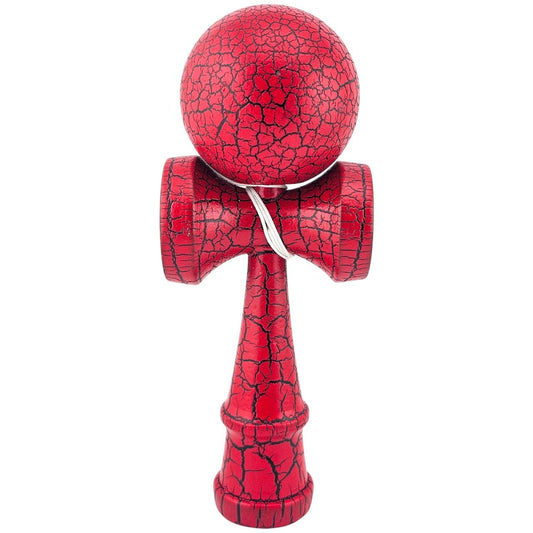 Kendama X Originala, Profesionala, Klevo, Kendama Cracked, din Lemn, 18 cm, Rosu/Negru