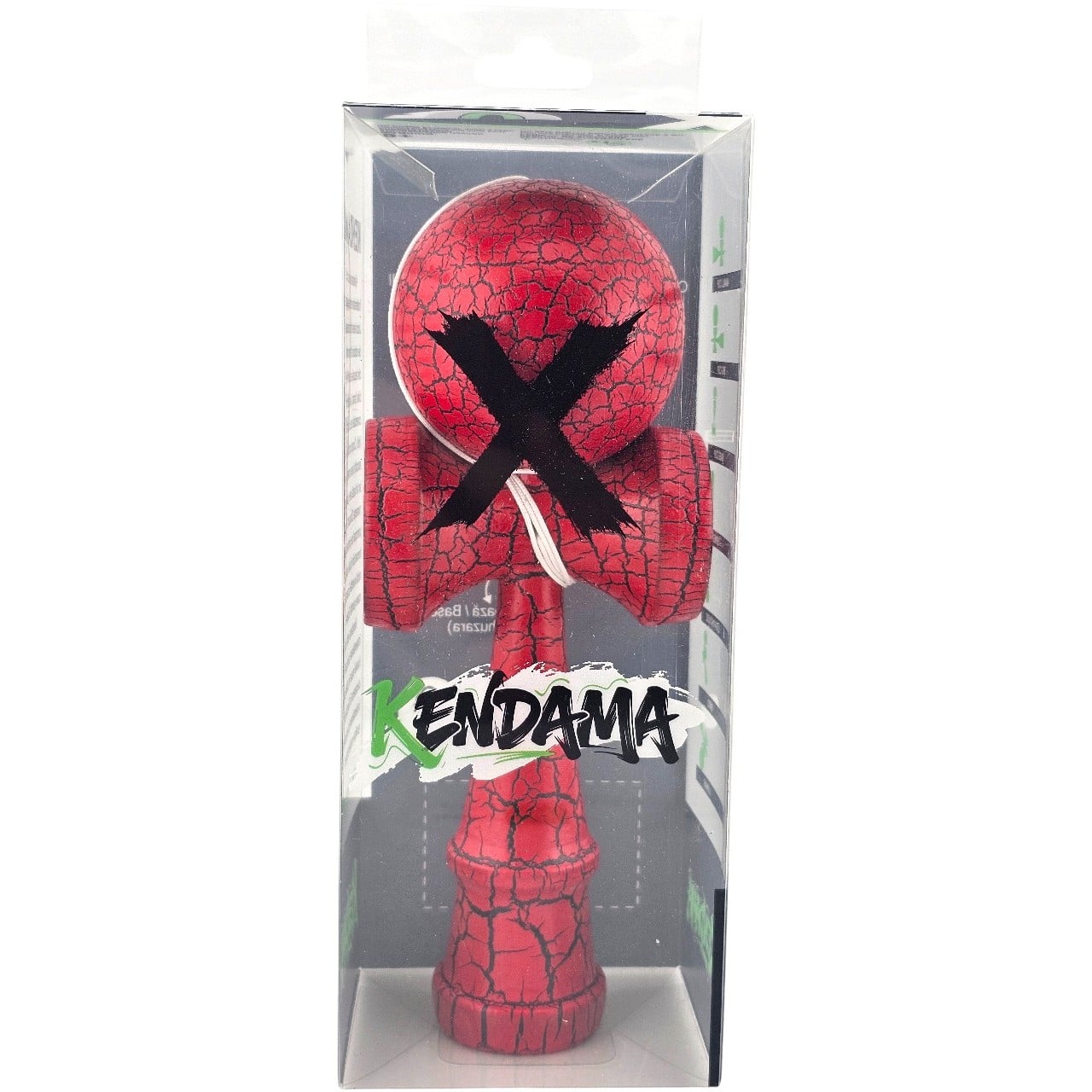 Kendama X Originala, Profesionala, Klevo, Kendama Cracked, din Lemn, 18 cm, Rosu/Negru