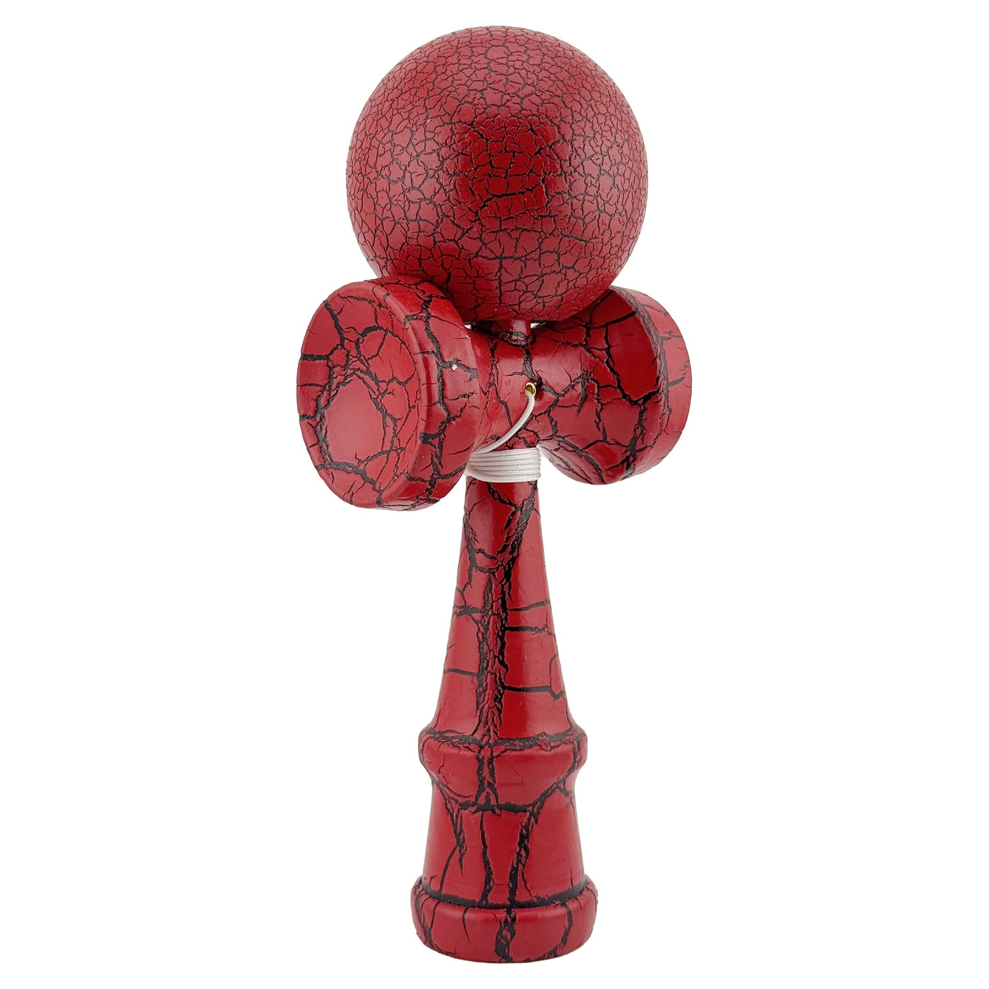 Kendama X Originala, Profesionala, Klevo, Kendama Cracked, din Lemn, 18 cm, Rosu/Negru