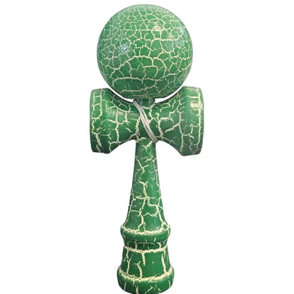 Kendama X Originala, Profesionala, Klevo, Kendama Cracked, din Lemn, 18 cm, Verde Alb