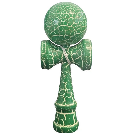 Kendama X Originala, Profesionala, Klevo, Kendama Cracked, din Lemn, 18 cm, Verde Alb