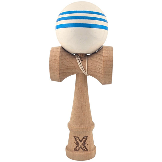 Kendama X Originala, Profesionala, Klevo, Original Super Sticky, din Lemn, 18 cm, Dark Alb/Albastru