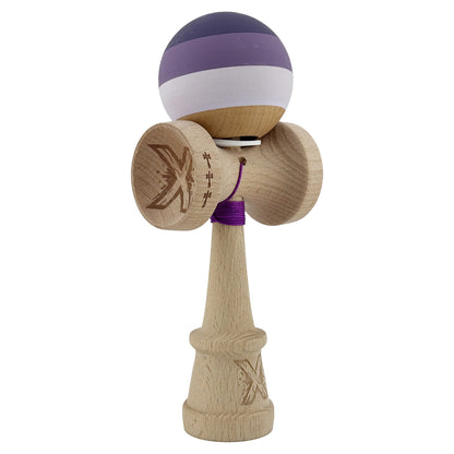 Kendama X Originala, Profesionala, Klevo, Rubber Grip, Cupe Mari KING SIZE V3, Gaura in Baza, Rulment Metalic, din lemn 18 cm, Ata 62/65 cm, Special Purpuriu/Mov/Lila