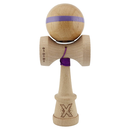 Kendama X Originala, Profesionala, Klevo, Super Sticky, Cupe Mari KING SIZE V3, Gaura in Baza, Rulment Metalic, din lemn 18 cm, Ata 62/65 cm, Original Mov