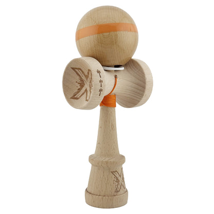 Kendama X Originala, Profesionala, Klevo, Super Sticky, Cupe Mari KING SIZE V3, Gaura in Baza, Rulment Metalic, din lemn 18 cm, Ata 62/65 cm, Original Portocaliu
