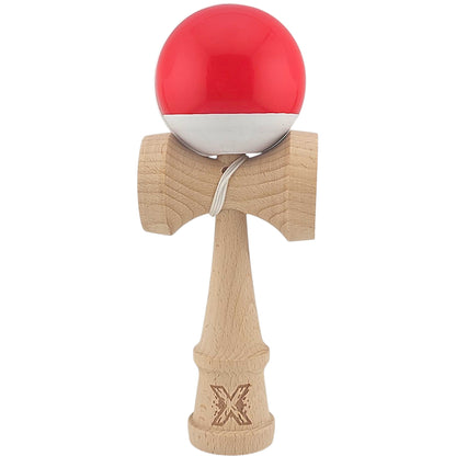Kendama X Originala, Profesionala, Klevo, Super Sticky, din Lemn, 18 cm, Rosu/Alb