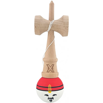 Kendama X Originala, Profesionala, Rege, Klevo, din Lemn, 18 cm, Rosu/Alb/Galben