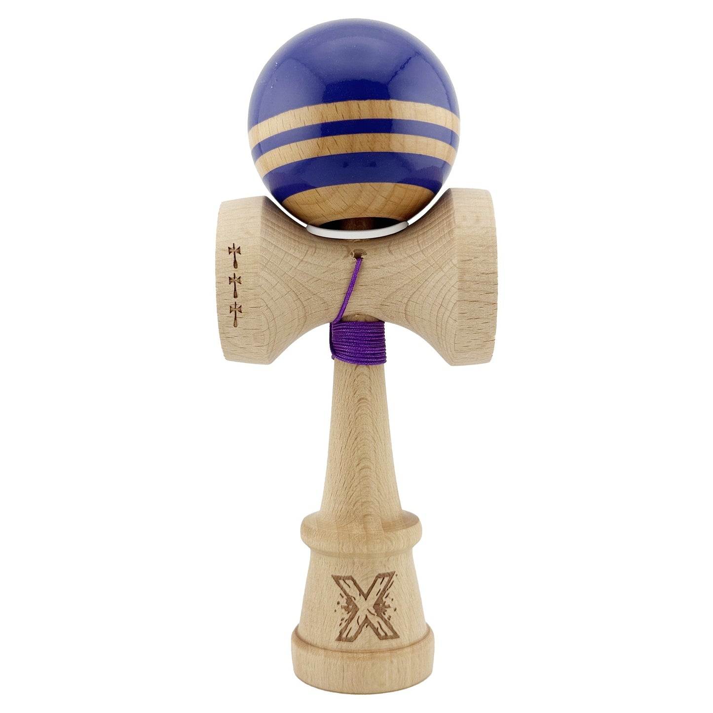 Kendama X Originala RAINBOW, Profesionala, Klevo, Cupe Mari KING SIZE V3, Super Sticky, Gaura in Baza, Rulment Metalic, din lemn 18 cm, Ata 62/65 cm, Violet/Maro