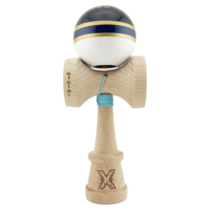 Kendama X Originala ROYAL SPIKE, Profesionala, Klevo, Cupe Mari KING SIZE V3, Super Sticky, Gaura in Baza, Rulment Metalic, din lemn 18 cm, Ata 62/65 cm, Inel Albastru inchis
