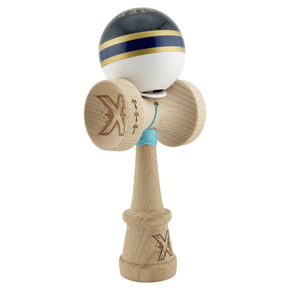 Kendama X Originala ROYAL SPIKE, Profesionala, Klevo, Cupe Mari KING SIZE V3, Super Sticky, Gaura in Baza, Rulment Metalic, din lemn 18 cm, Ata 62/65 cm, Inel Albastru inchis