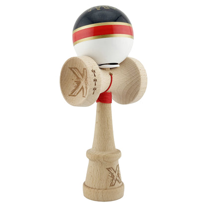Kendama X Originala ROYAL SPIKE, Profesionala, Klevo, Cupe Mari KING SIZE V3, Super Sticky, Gaura in Baza, Rulment Metalic, din lemn 18 cm, Ata 62/65 cm, Inel Rosu