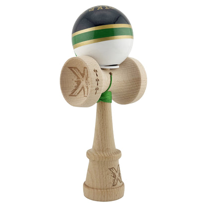 Kendama X Originala ROYAL SPIKE, Profesionala, Klevo, Cupe Mari KING SIZE V3, Super Sticky, Gaura in Baza, Rulment Metalic, din lemn 18 cm, Ata 62/65 cm, Inel Verde