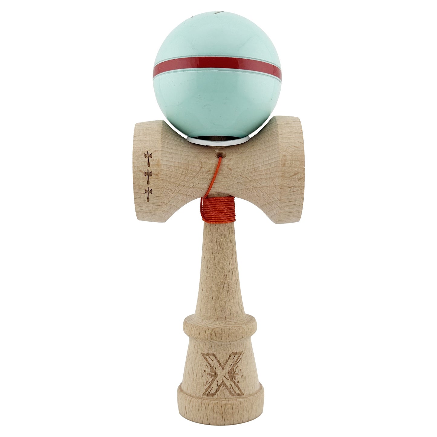 Kendama X Originala Silken, Profesionala, Klevo, Cupe Mari KING SIZE V3, Super Sticky, Gaura in Baza, Rulment Metalic, din lemn 18 cm, Ata 62/65 cm, Verde Mint