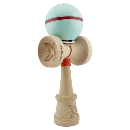 Kendama X Originala Silken, Profesionala, Klevo, Cupe Mari KING SIZE V3, Super Sticky, Gaura in Baza, Rulment Metalic, din lemn 18 cm, Ata 62/65 cm, Verde Mint