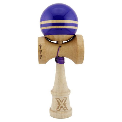 Kendama X Rainbow Originala, Profesionala, Klevo, Big Cups V2, Super Sticky cu Cupe Mari, Rulment Metalic, din lemn 18 cm, Ata 55 cm, Violet/Maro
