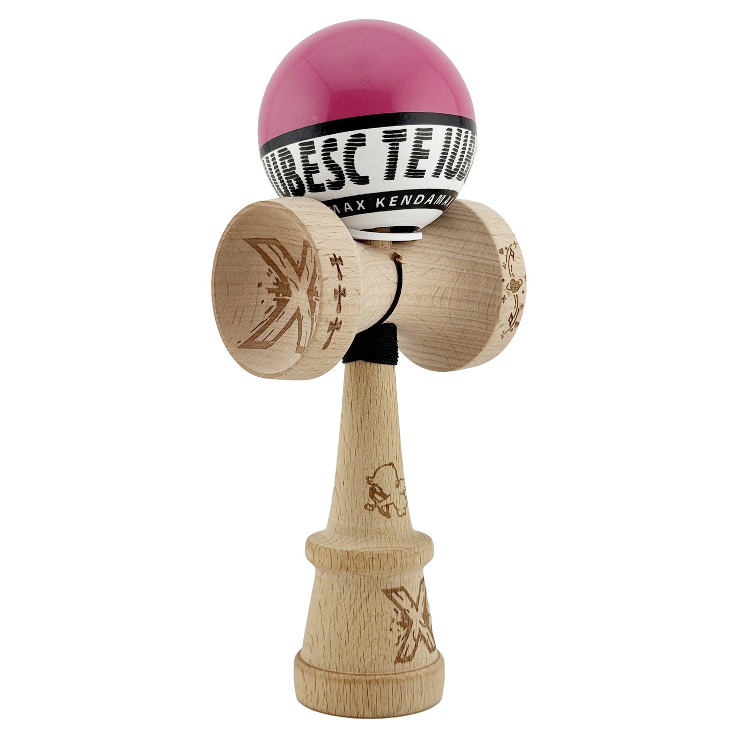 Kendama X TE IUBESC Originala, Profesionala, Klevo, Super Sticky cu Cupe Mari KING SIZE V3, Gaura in Baza, Rulment Metalic, din lemn 18 cm, Ata