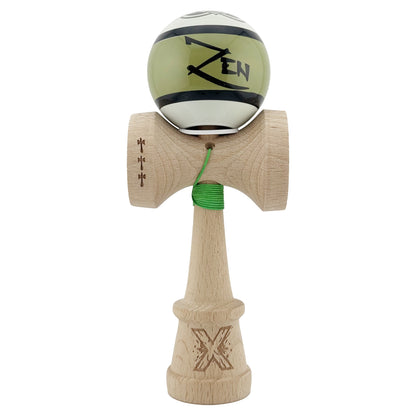 Kendama X Zen Series Originala, Profesionala, Klevo, Cupe Mari KING SIZE V3, Super Sticky, Gaura in Baza, Rulment Metalic, din lemn 18 cm, Ata 62/65 cm, Verde