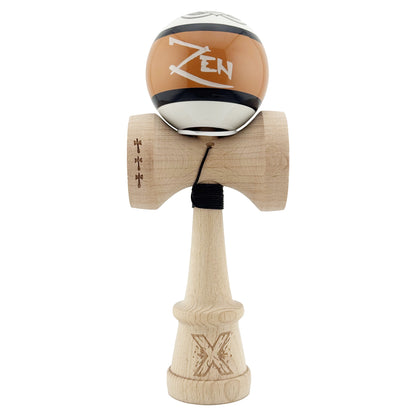 Kendama X Zen Series Originala, Profesionala, Klevo, Cupe Mari KING SIZE V3, Super Sticky, Gaura in Baza, Rulment Metalic, din lemn 18 cm, Ata 62/65 cm, Maro