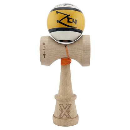Kendama X Zen Series Originala, Profesionala, Klevo, Cupe Mari KING SIZE V3, Super Sticky, Gaura in Baza, Rulment Metalic, din lemn 18 cm, Ata 62/65 cm, Auriu