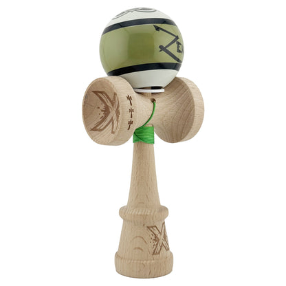 Kendama X Zen Series Originala, Profesionala, Klevo, Cupe Mari KING SIZE V3, Super Sticky, Gaura in Baza, Rulment Metalic, din lemn 18 cm, Ata 62/65 cm, Verde