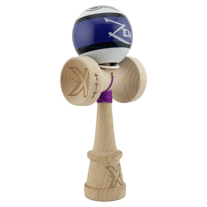 Kendama X Zen Series Originala, Profesionala, Klevo, Cupe Mari KING SIZE V3, Super Sticky, Gaura in Baza, Rulment Metalic, din lemn 18 cm, Ata 62/65 cm, Violet
