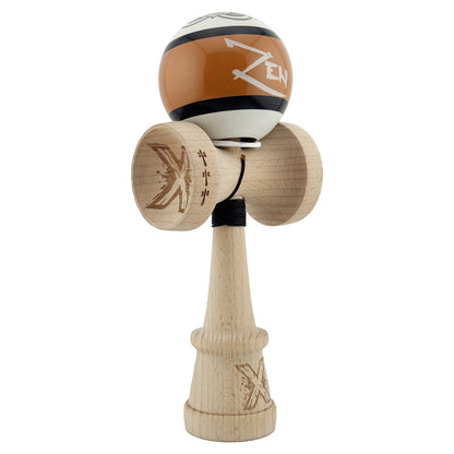 Kendama X Zen Series Originala, Profesionala, Klevo, Cupe Mari KING SIZE V3, Super Sticky, Gaura in Baza, Rulment Metalic, din lemn 18 cm, Ata 62/65 cm, Maro
