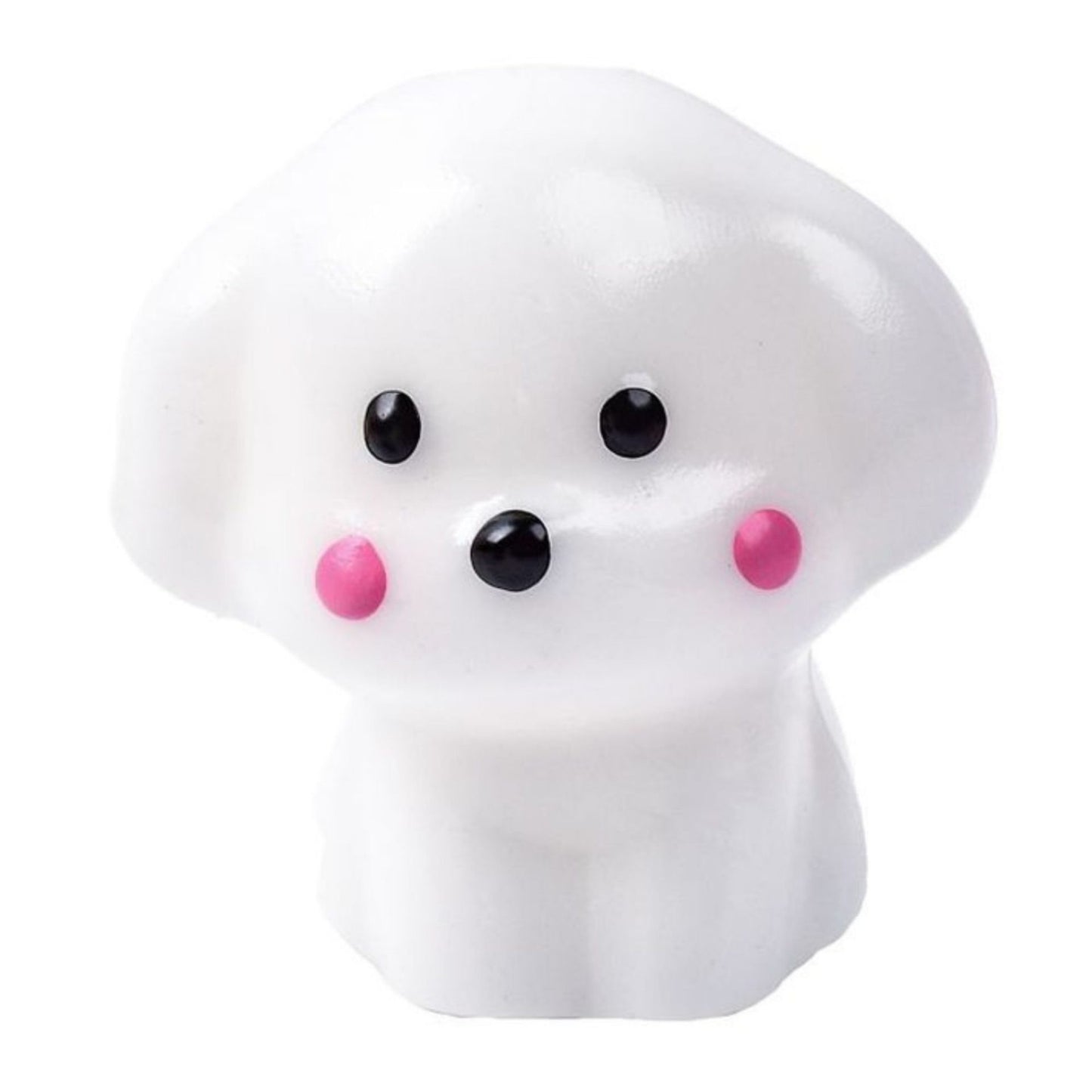 Jucarie Interactiva Antistres pentru Copii, Klevo, Squishy Catelus Kawaii, Silicon Moale, 4.5 x 4.5 cm, Alb/Roz